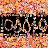200-260PCS TINKRSTUFF Assorted Acrylic Beads Orange Cute Beads for Bracelet Making, Bow Flower Butterfly GummyBear Kawaii Charms, Aesthetic Bead for Necklace Keychain Jewelry Making DIY Phone Charm
