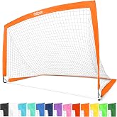 GoSports Portable Soccer Goals for Kids - 13 Color Options - Choose 4 x 3 ft or 6 x 4 ft - Team Tone Pop Up Nets for Backyard