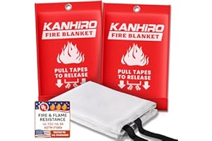 Fire Blanket Emergency for Home Kitchen - KANHIRO Fiberglass Fire Suppression Blanket Great for School, Fireplace, Grill, Car