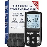 Tens Unit Muscle Stimulator Machine - Dual Channel Electronic Pulse Massager, Tens EMS Machine for Pain Relief Therapy with 1