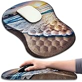 Hokafenle Ergonomic Mouse Pad Wrist Support with Massage Design, Wrist Rest Pain Relief Mousepad with Memory Foam&Non-Slip PU Base, Mouse Pads for Wireless Mouse & Desk (12x8 inch,Sunrise Beach)
