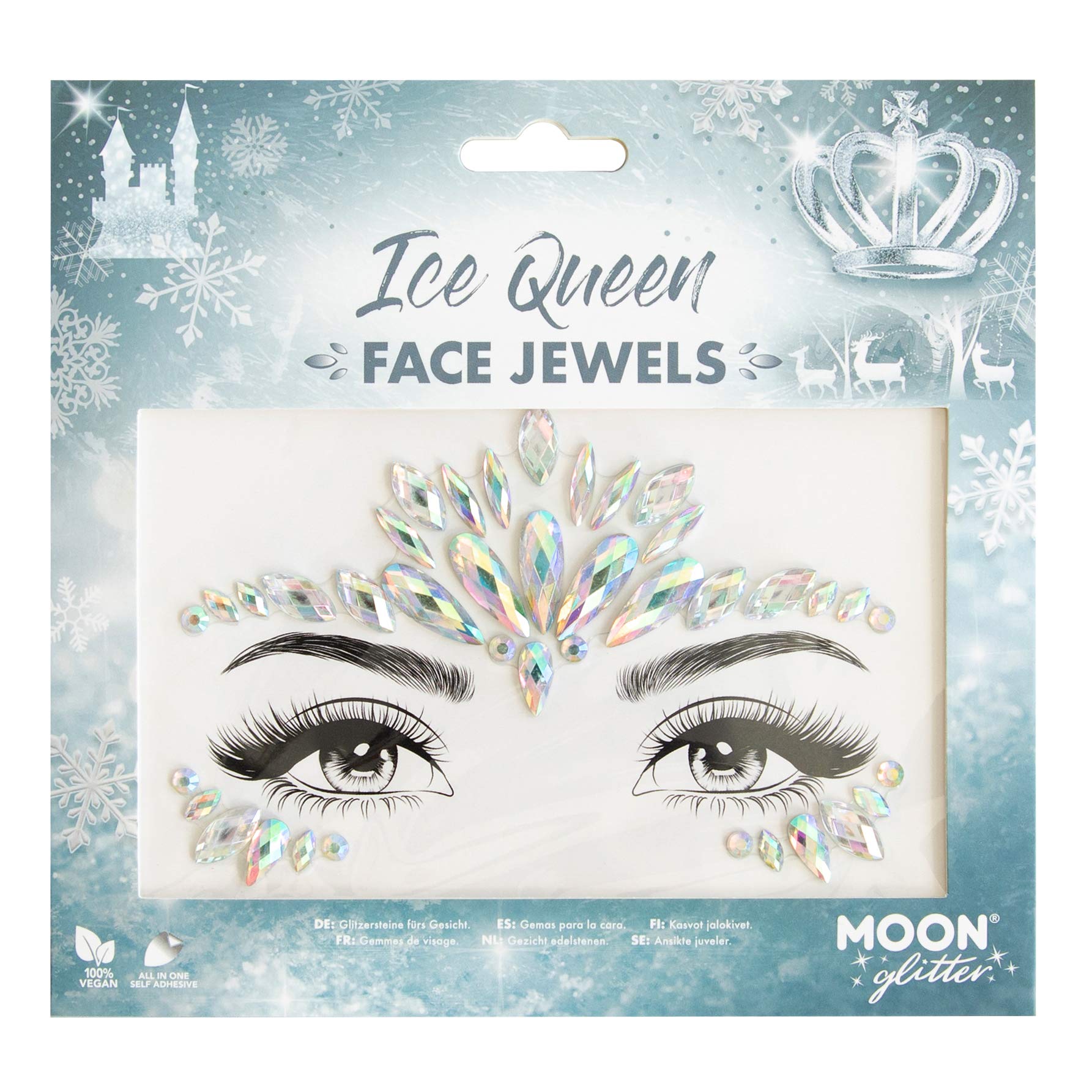 Face Jewels by Moon Glitter - Festival Face Body Gems, Crystal Make up Eye Glitter Stickers, Temporary Tattoo Jewels (Ice Queen) — image 1