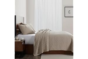 H HIEND ACCENTS HiEnd Accents Stonewashed Cotton Gauze Quilt, Twin Size, Sable Solid Color, Classic Traditional Style Luxury Bedding, Soft Lightweight Bed Cover