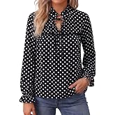 Dokotoo Womens Tops Boho Ruffle Stand Collar Babydoll Blouses | Fall Outfits, 2026 Trendy Top, Long Sleeve, Floral, Boho, Tie