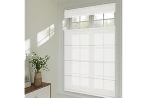 MoDanCeQ Cordless Top Down Bottom Up Roman Shades for Windows,Light Filtering Roman Blinds for Living Room,Bathroom,Bedroom, Ṳv Protection, Privacy, Thermal Insulation, White, 35" W x 56" H