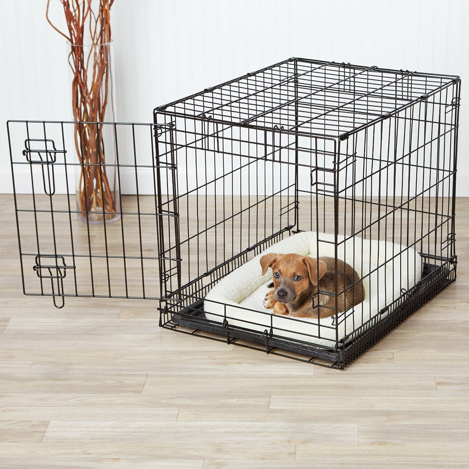 AmazonBasics SingleDoor Dog Crate and Padded Bolster Bed