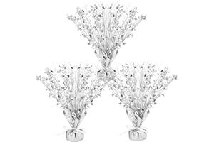 Crowye 3 Pieces Metallic Foil Spray Centerpiece Christmas Party Star Table Decoration Burst Centerpieces Fall Table Decor for Birthday New Year 2026 Party Holiday(Silver)