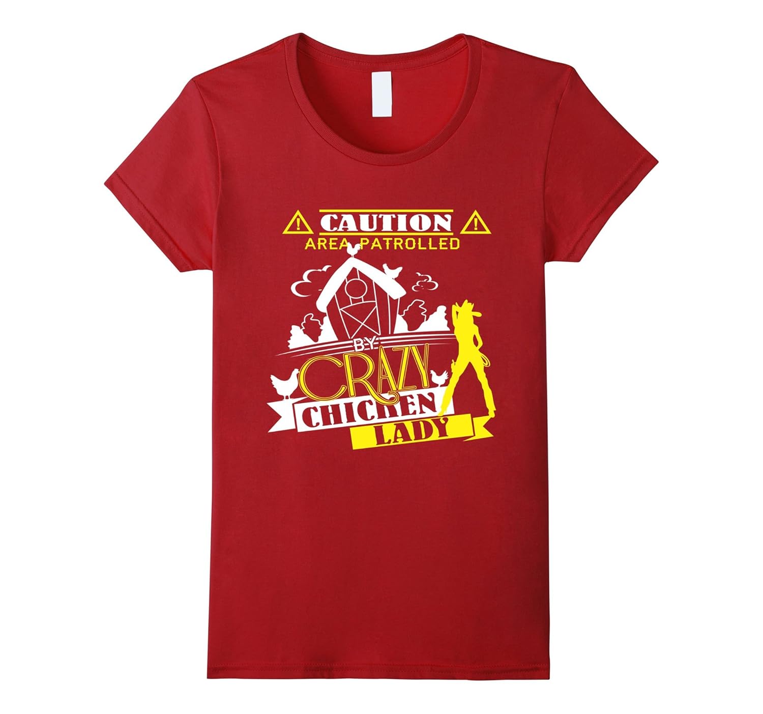 Targa In Metallo "Chicken Coop - Caution Area Patrolled By Crazy Chicken Lady" - 30,5x20,3 Cm Per Fattoria O Pollaio