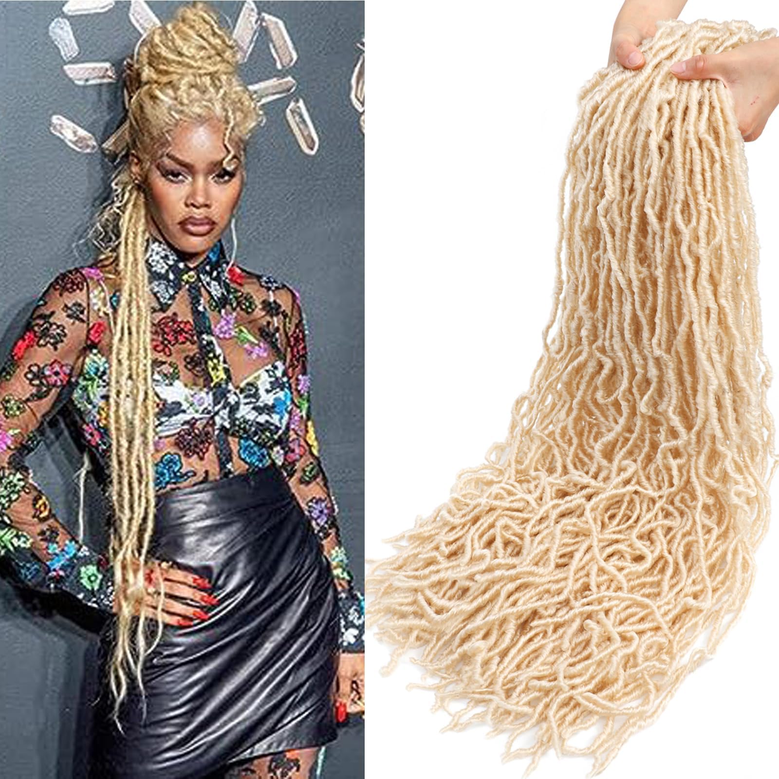Soft Locs Crochet Hair 30 Inch Faux Locs Synthetic Braiding Hair - 6 Packs 90g Goddess Style for Women (30 Inch, 613#)