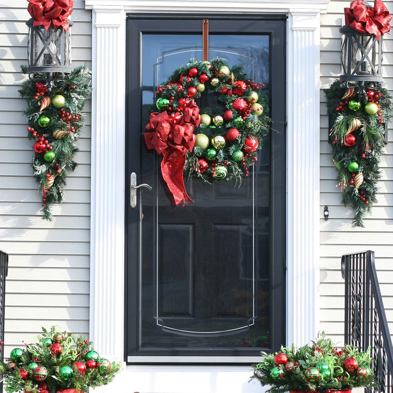 Wreath Hanger, Adjustable Length from 15 to 25 Inch Wreath Hanger for Front Door Heavy Duty with 20LB Upgrade Wreath Hook Holder for Christmas Decorations by AnCintre, Bronze: Kitchen & Dining