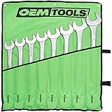 OEMTOOLS 22121 Jumbo Combination Wrench Set, Metric, 8 Piece (33 mm to 50 mm) | Box End & Offset Open End Combination Wrenches | Automobile Repair and Home Use | Green Canvas Tool Roll Included