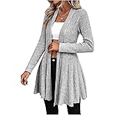 MakeMeChic Women's Cardigan Sweaters Long Sleeve Ruffle Knit Lightweight Spring Cardigans