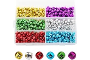 600Pcs Jingle Bells, BetterJonny 10mm Mini Craft Bells with Storage Box 6 Colors Small DIY Bells for Wreath Christmas Home Party Festival Decorations and Jewelry Making