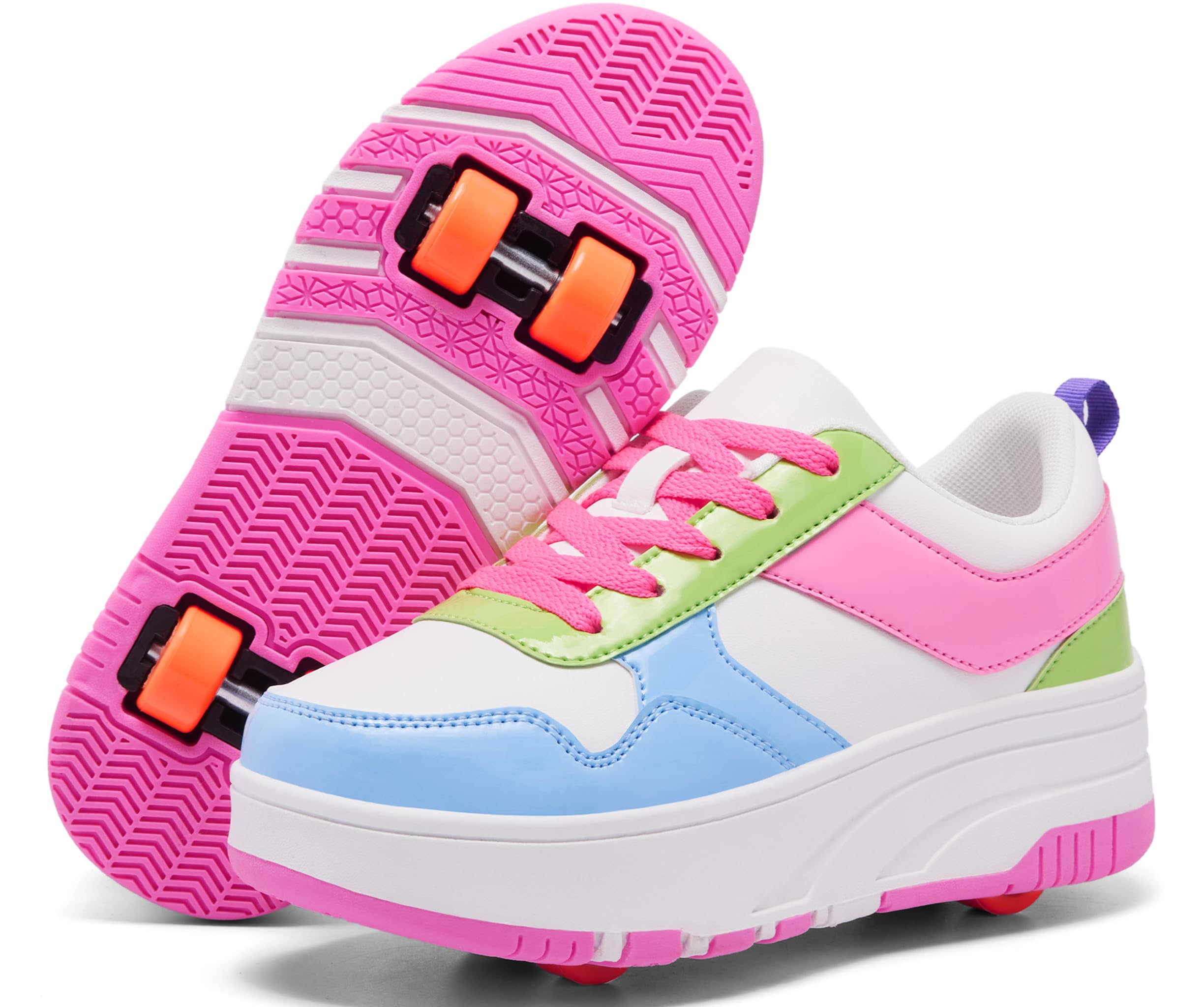 ANEFUN Roller Skate Shoes for Kids Girls Boys Detachable Wheeled Fashion Sneakers Image