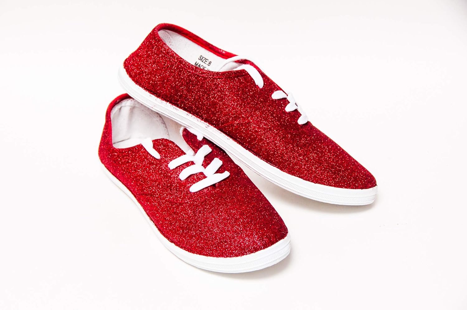 red glitter canvas shoes