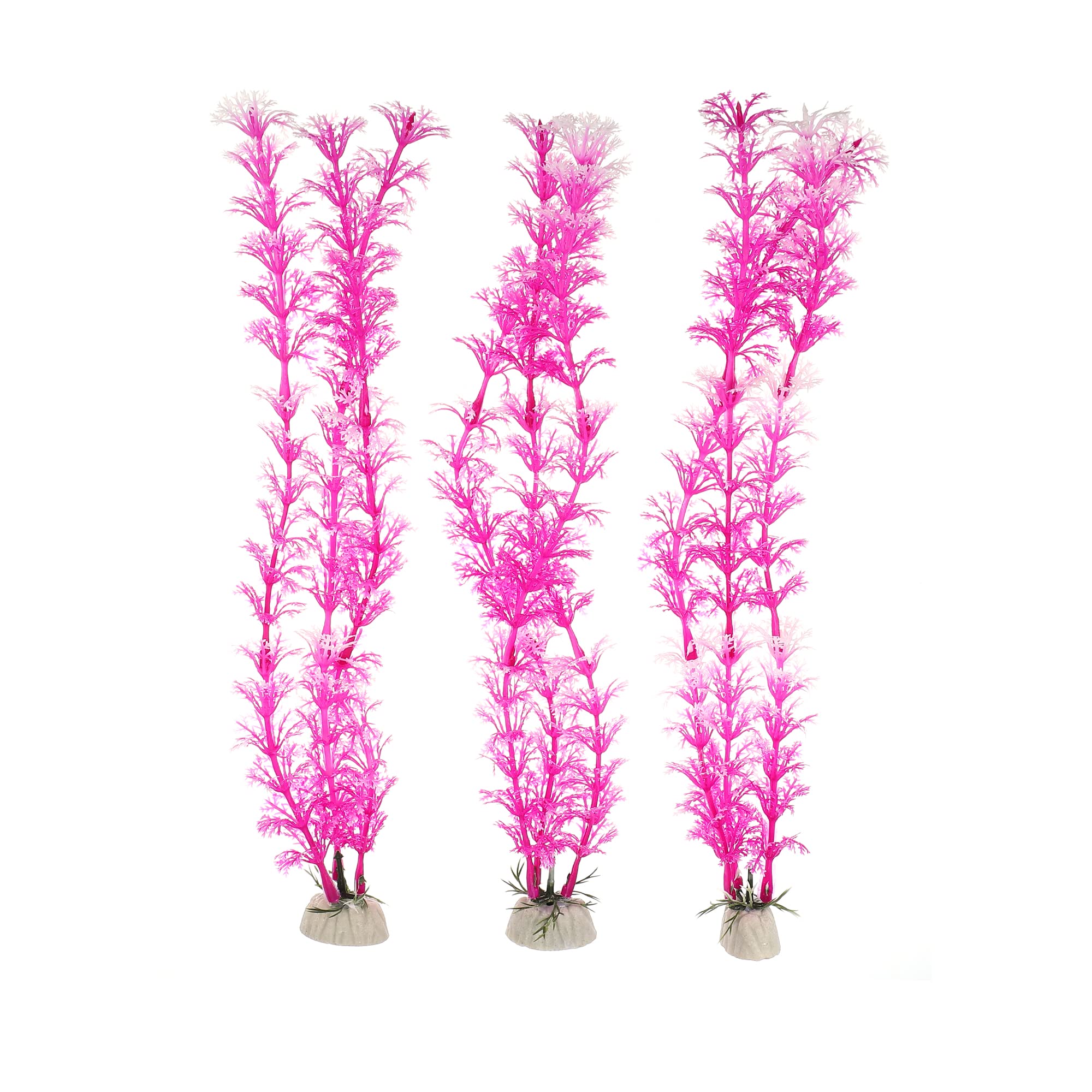 VOCOSTE 3 Pcs Aquarium Plastic Plants, Artificial Aquatic Plant for Fish Tank Plants Decoration, Purple, 11.81"