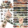 60PCS Realistic Dinosaur Party Favors Set include 36Pcs Dinosaur Temporary Tattoos Stickers, 24Pcs Dinosaur Slap Bracelet for Forest Dinosaur Dino Party Favors Prehistoric Dinosaur Themed Supplies