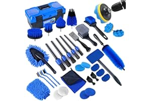 NIKCOSMK 36Pcs Car Detailing Kit, Car Detailing Brush Set, Car Cleaning Kit, Auto Detailing Tools for Interior Exterior Wheels, Professional Car Wash Accessories with Windshield Cleaning Tool and Storage Box