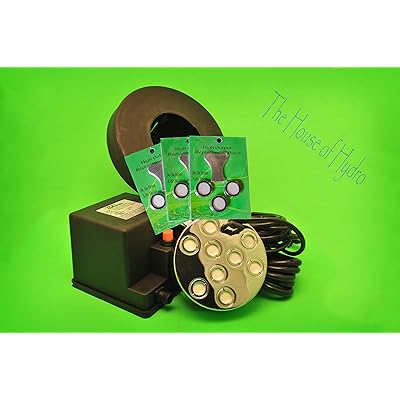 The House of Hydro Commercial 9 Head Mist Maker Kit- (Nine Disk Mist Maker, Transformer, Float, 9 Replacement Discs)