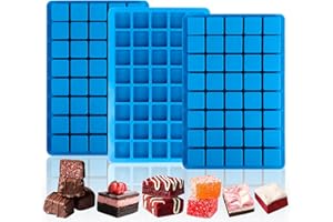 Sidosir 3Pcs Square Caramel Candy Mold Silicone, 40-Cavity Gummy Silicone Molds for Fat Bombs, Chocolate Truffles Mold for Hard Candy, Ice Cube (3, Blue, 1.18INCH)