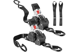 STRAPSPRO Retractable Ratchet Straps, 1763lb Break Strength Self Retracting Ratchet Straps Heavy Duty with Soft Loops, 10FT Auto Tie Down Straps Easy Retract for Motorcycle, Truck, Securing Cargo, 2 Pack