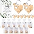 Seeloowy 50 Sets Wedding Souvenir for Guests Includes Wood Heart Puzzle Keychain Cards and Gift Bags Rustic Wedding Favors for Guests