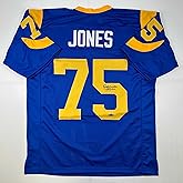 Facsimile Autographed Deacon Jones Los Angeles LA Royal Blue Retro Reprint Laser Auto Football Jersey Size Men's XL