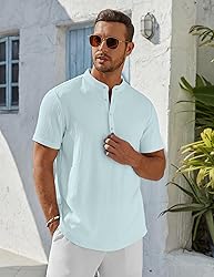 COOFANDY Men's Button Up Henley Short Sleeve Casual
