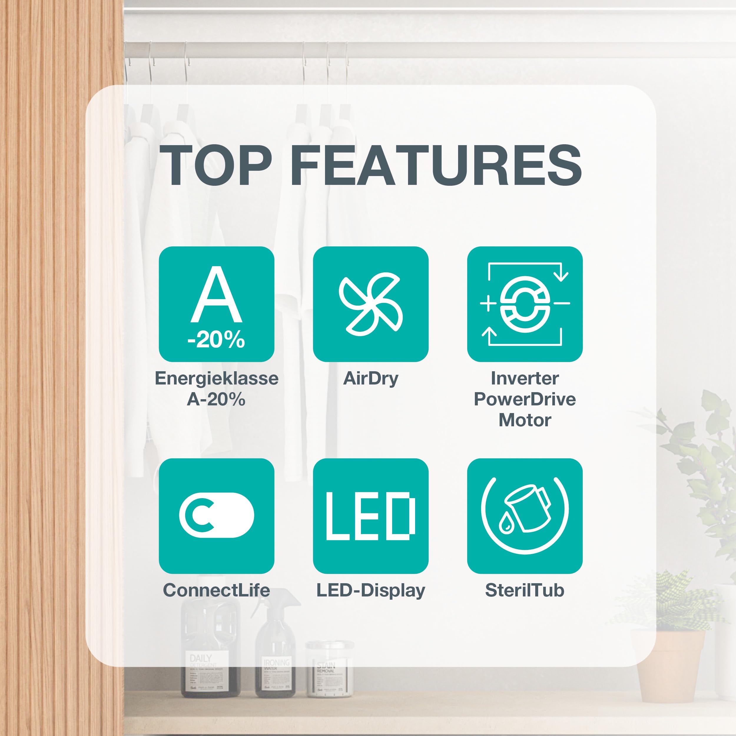 Gorenje WD2PA1X64ADW, DE Waschtrockner, Connect Life, 16 Programme, 10,5 KG, 54 Liter, 1400 U, min, Total AquaStop, AirDry, Inverter PowerDrive Motor, AllergySteam, Wash&Dry 60', A-20% 2