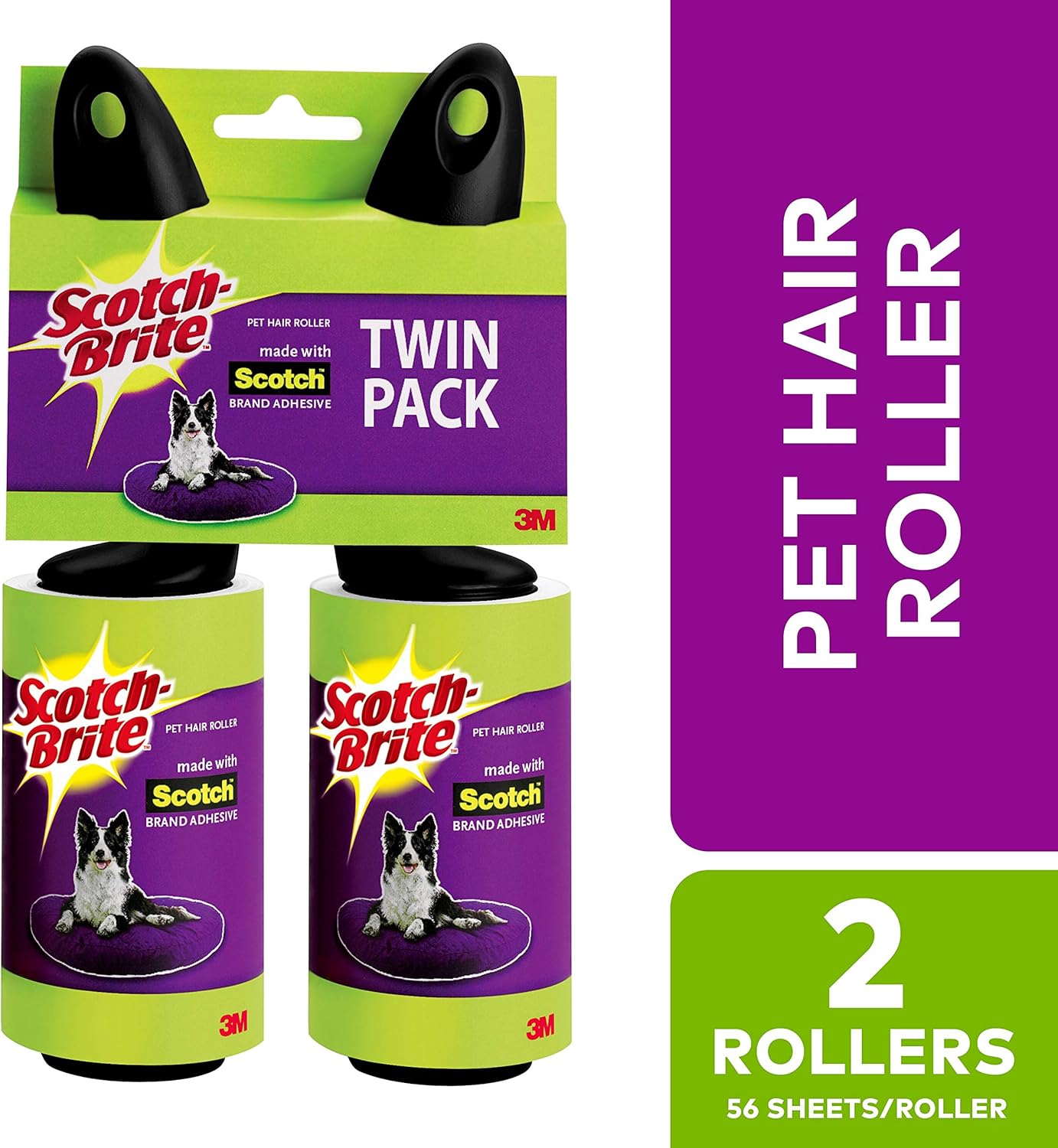 Lint Removers : Scotch-Brite Pet Hair & Lint Roller, 56 Sheets (2 Count)
