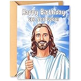 PTRUKD Funny Birthday Card for Men Women - Hilarious "See You Soon" Dark Humor Joke, Heavy Duty 400GSM Cardstock - Rude Gag Gift for Best Friend, Husband, Dad, Coworker - 5x7 Blank Inside Note Card with Kraft Envelope