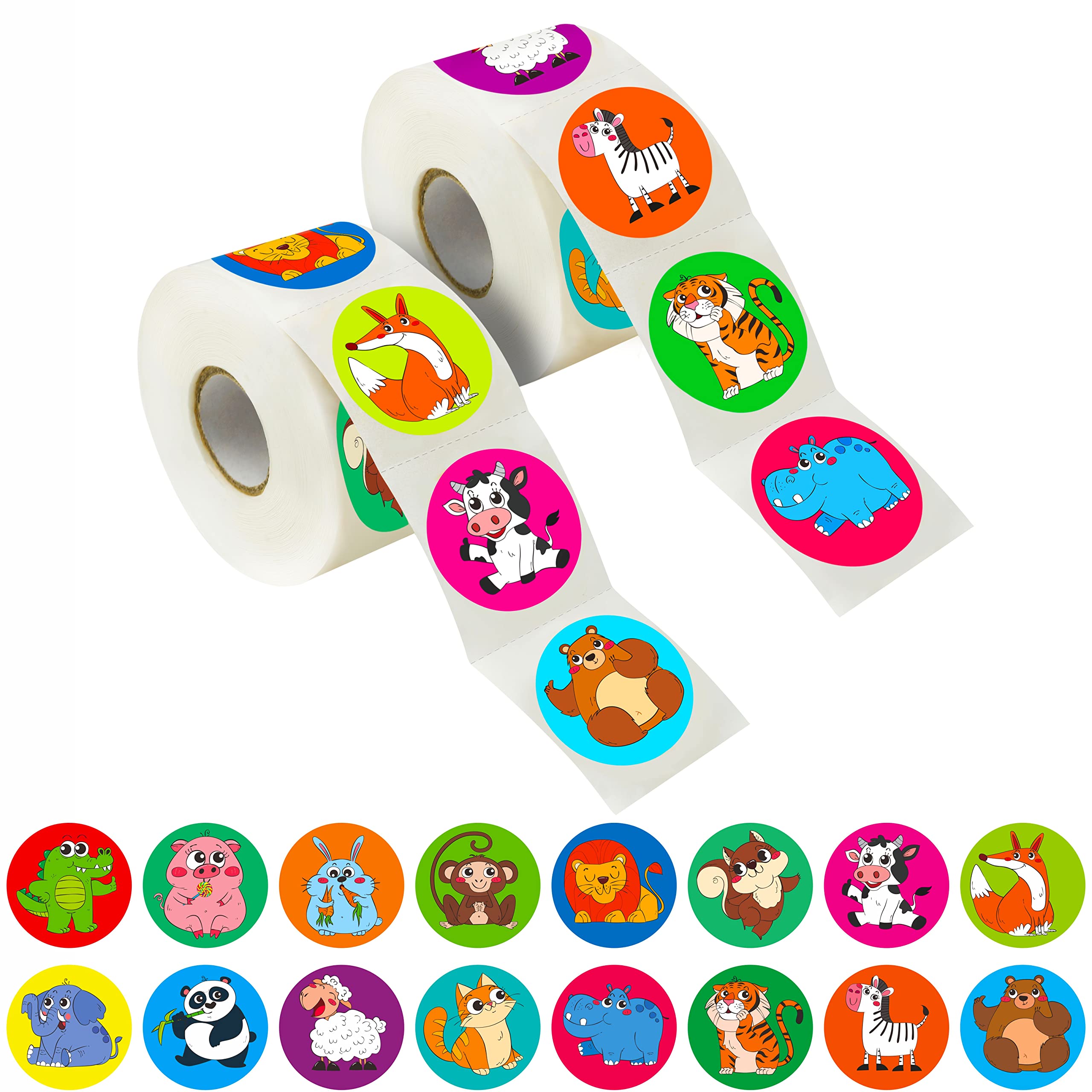 600 PCS Cartoon Animal Stickers Party Decoration Teacher Reward Encouragement Motivational Decals 16 Designs Value Pack (Each Measures 1.5