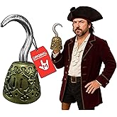Nicky Bigs Novelties Pirate Hook Prop, Gold &amp; Silver Costume Accessory | 8in Molded Plastic Pirate Hook, Gold &amp; Silver Finish, Sturdy &amp; Durable, One Size Fits Most, Perfect Halloween Accessory