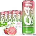 Cellucor C4 Smart Energy Drink - Sugar Free Performance Fuel & Nootropic Brain Booster, Coffee Substitute or Alternative | Strawberry Guava 12 Oz - 12 Pack