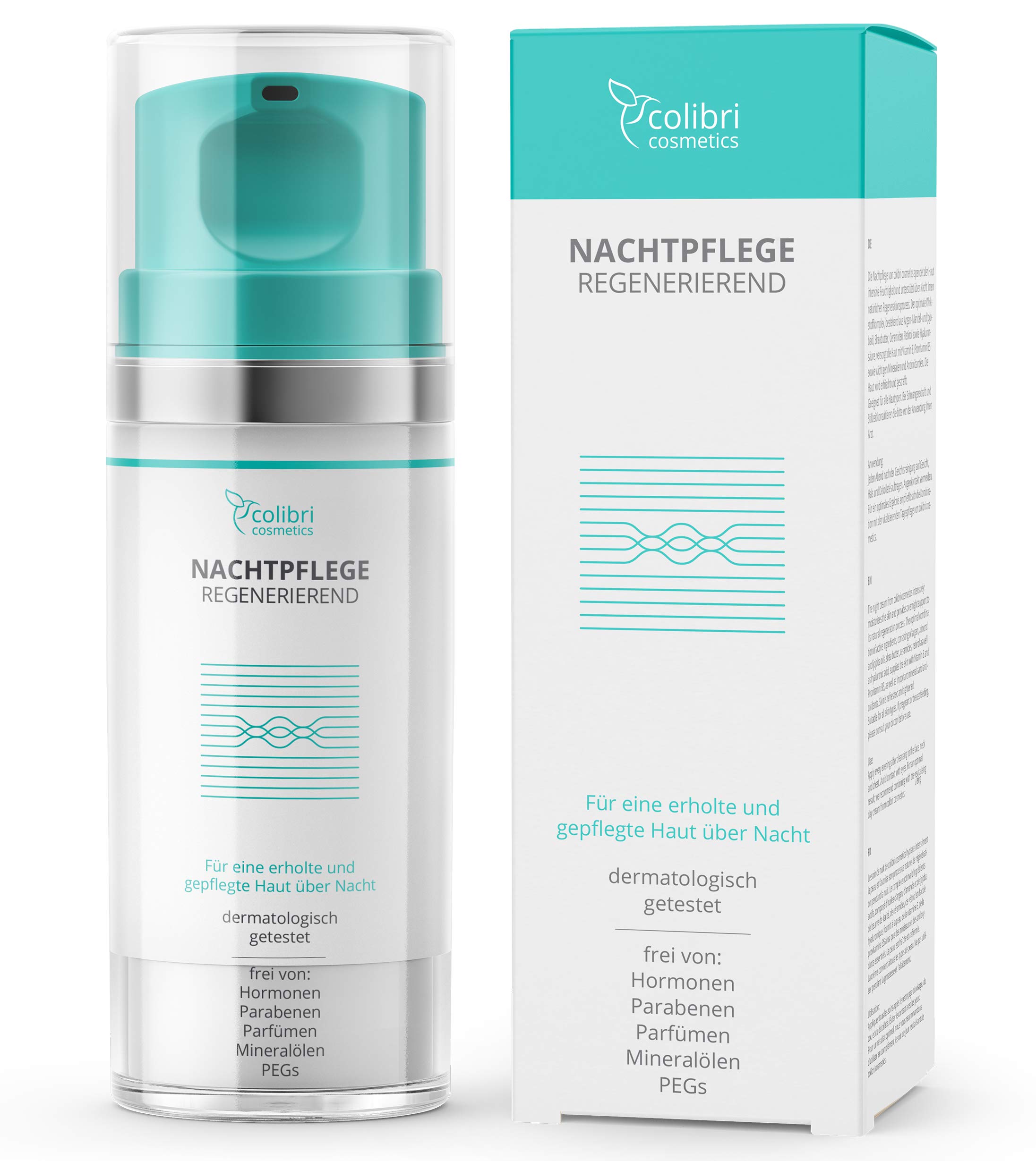 Night Cream with Retinol and Hyaluron Serum - Anti Aging Face Cream for Women and Men 100 ml - Anti Wrinkle Face Cream by colibri cosmetics - Natural Face Cream Made in Germany