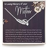 RareLove Sympathy Gifts for Loss of Mother - Bereavement Condolence Gifts, 925 Sterling Silver Angel Wing Heart Pendant Necklace
