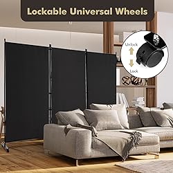 Giantex 3 Panel Room Divider with Wheels, 103''W x