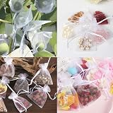 Carehabi 100 Pcs Organza Gift Bags White 7x9cm Small Jewelry Pouches view 2