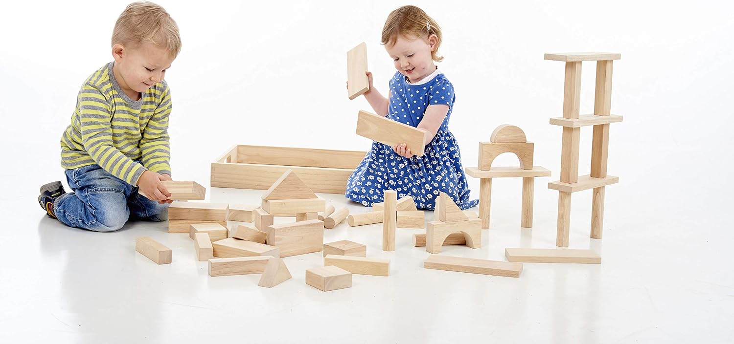 TickiT 73438 Jumbo Set-54 Wooden Construction Blocks for Children from ...