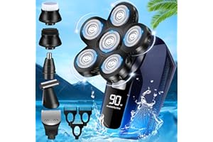FEZIHEGH Head Shaver for Bald Men,6 in 1 Bald Head Shavers for Men Cordless, Waterproof Wet Dry Mens 6 Head Shaver, Electric Head Shavers for Men, Man Rechargeable Facial Shaver Rotary Face Hair Razor