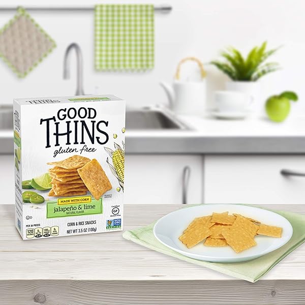 GOOD THINS JALAPEÑO & LIME CORN & RICE SNACKS GLUTEN FREE CRACKERS, 3.5 OZ
