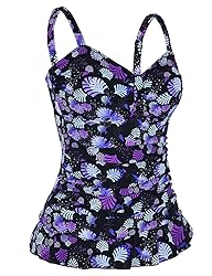 Hilor Women's Plus Size Tankini Top Slimming Ruched