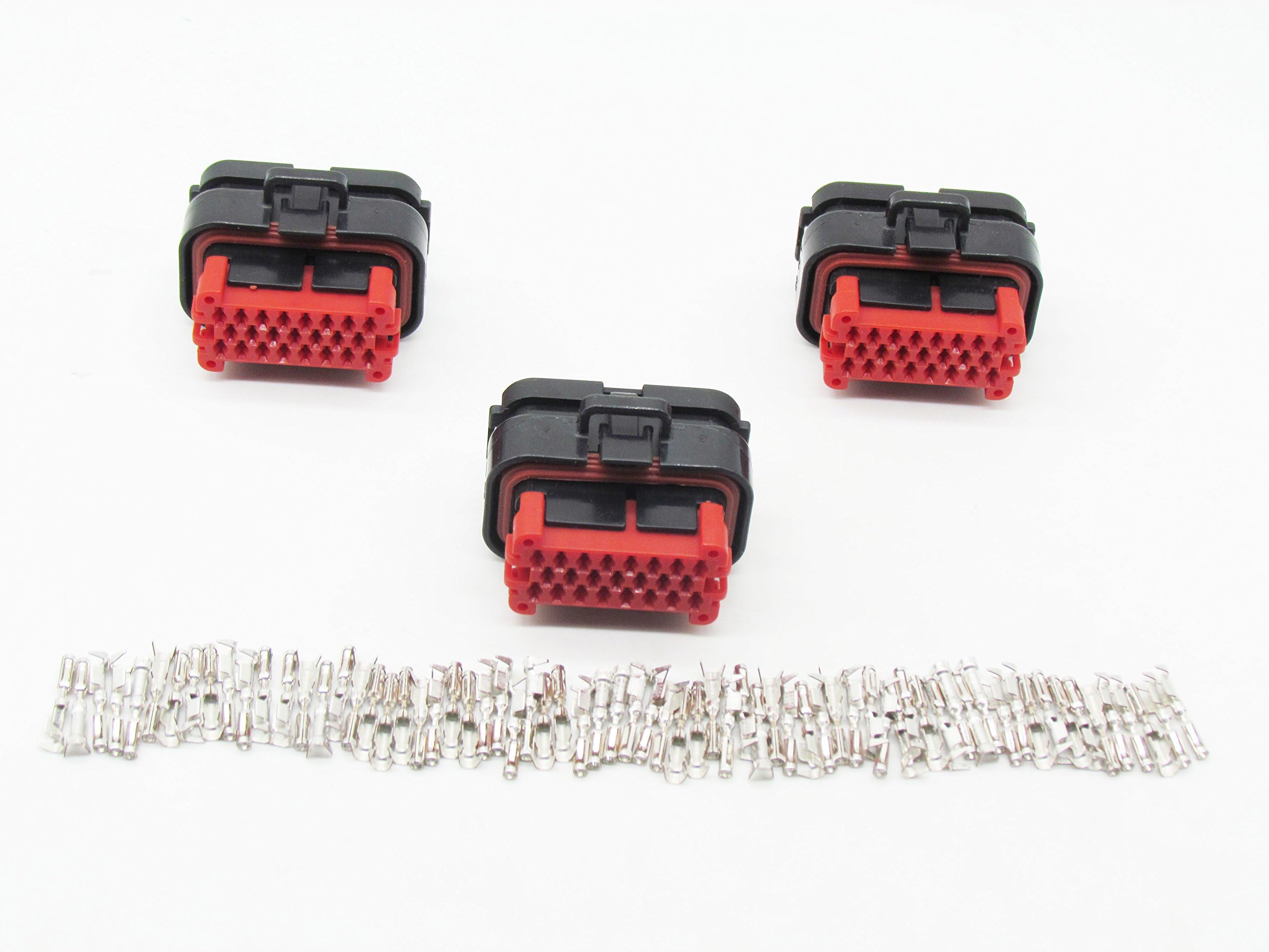 3 Sets AMP 770680-1 Waterproof Plug & Socket Housing, 23 Position, PBT, Black With Terminals