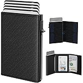 typecase Womens Wallet Card Holder: Pop Up Card Case, Genuine Leather, RFID Blocking, Slim, Minimalist, Thin, Small Size - 9-14 Card Capacitiy, ID Window, Cash Pocket (Black)