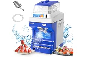 Vtsmax Electric Shaved Ice Machine, 300W Electric Ice Crusher Shaver, Thickness Adjustable Snow Cone Maker Machine 441LBs/hr 
