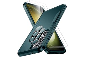 SPIDERCASE Designed for Galaxy S23 Case, [10 FT Military Grade Drop Protection], 2 Pack [Tempered Glass Screen Protector+Camera Lens Protector] Heavy Duty Shockproof Case,Dark Green