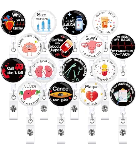 thumbnail image 2 of 15 Pcs Nurse Badge Reel Holder Funny Badge Reel Cute Badge Reels Retractable For Nurses Retractable Badge Holders Nursing ID Badge Clip For Office Medical Work (4.33 X 1.38 Inch 2 of 11