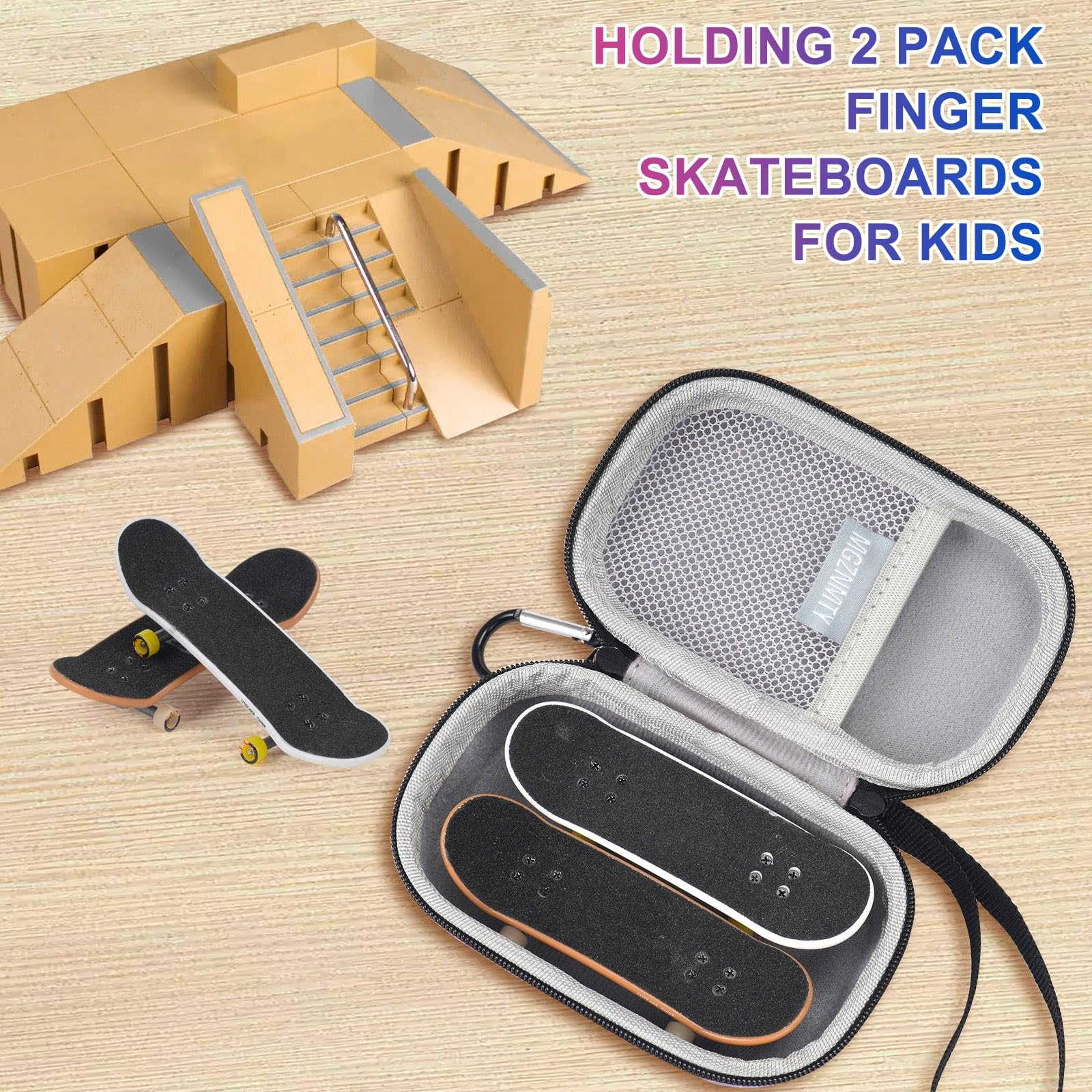 MGZNMTY Portable Storage Case for Teck Deck Ultra DLX Finger Skateboards, Fingerboard Carrying Case Compatible with 2 PCS Tech Deck Fingerboard (Small, Galaxy)