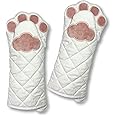 EonCare Cat Paw Oven Mitts, Thick, and Heat Resistant (White, Set of 2)