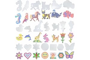 YOWAMHO 20PCS 5mm Fuse Bead Board - 20pcs Different Shapes Patterns, Fuse Beads Pegboards is Suitable for Children's DIY Crafts, Includes Seahorses, Parrots, Horses and More.
